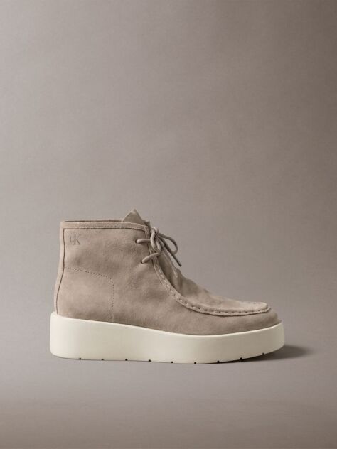 Beige Suede Platform Desert Boots  Women