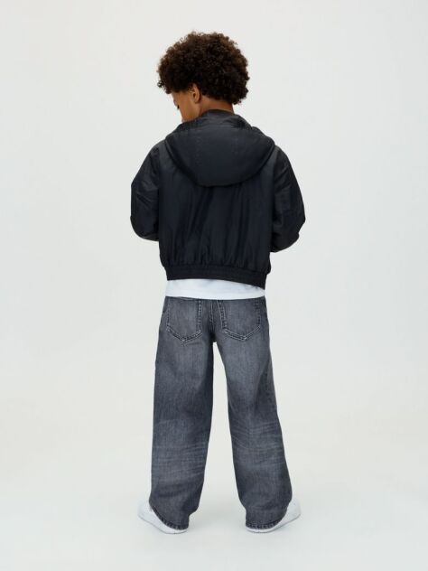 Black Hooded Harrington Jacket  Boys