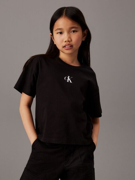Black Kids' Boxy Cotton T-shirt  Girls