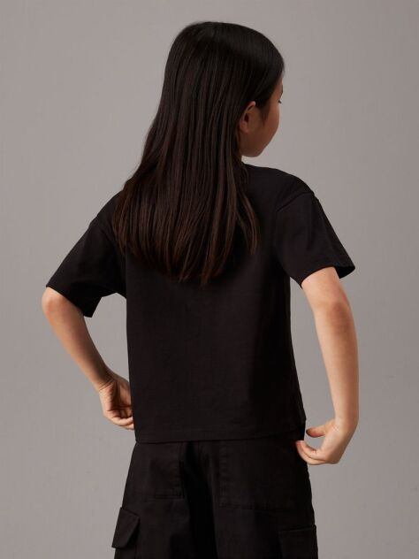 Black Kids' Boxy Cotton T-shirt  Girls