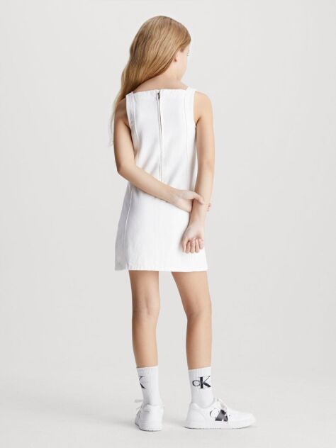 White Denim Pinafore Dress  Girls