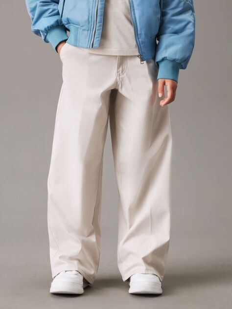 Grey High Rise Wide Leg Chino Trousers  Girls