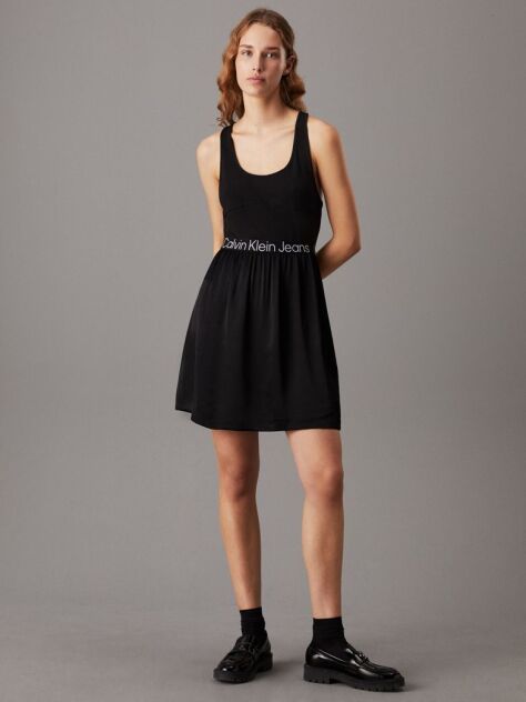 Black Cut out Logo Tape Mini Dress  Women