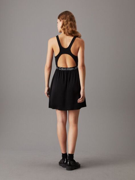 Black Cut out Logo Tape Mini Dress  Women