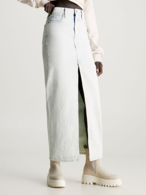 Denim Front Split Maxi Denim Skirt  Women