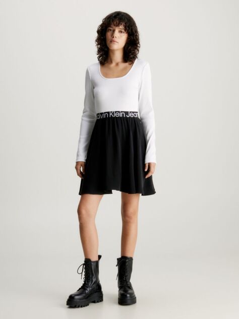 Multi Logo Tape Long Sleeve Dress  Women