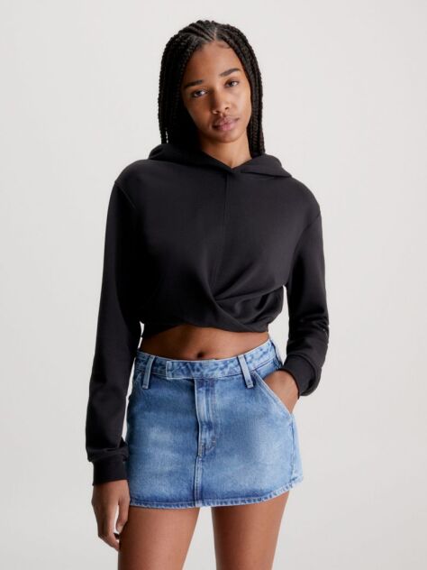 Μαύρο Crop Hoodie Με Κουκούλα  Γυναίκα