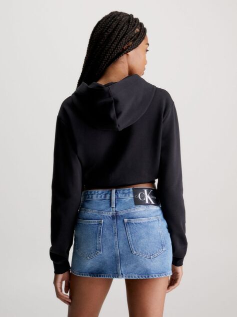 Μαύρο Crop Hoodie Με Κουκούλα  Γυναίκα