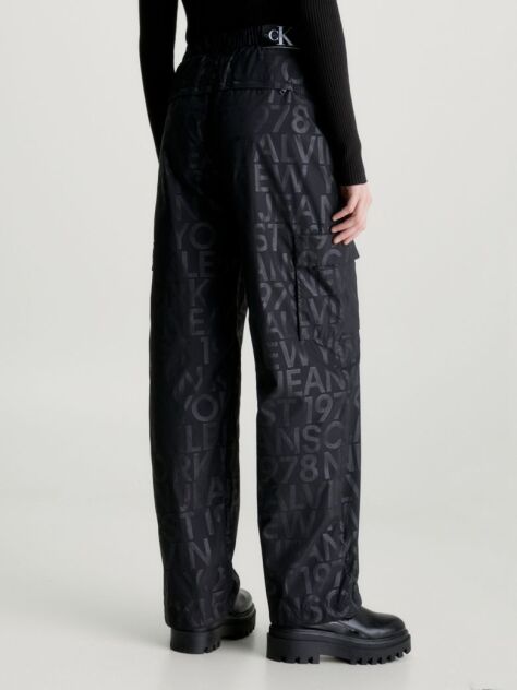 Black All-Over Logo Cargo Pants  Women