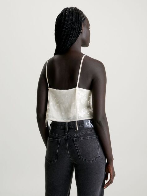 Beige Sequin Camisole Top  Women