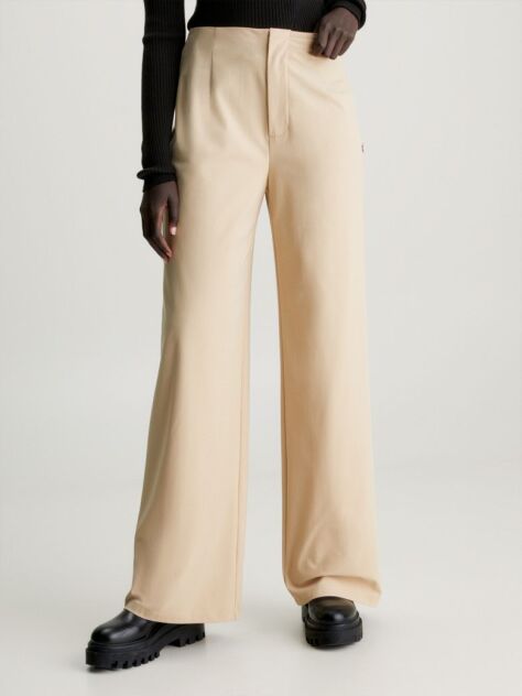 Beige Wide Leg Knit Trousers  Women