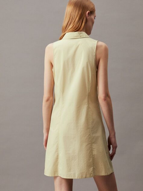 Green Cotton Sleeveless Shirt Dress  Women