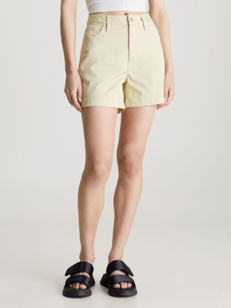Green Cotton Twill Mom Shorts  Women