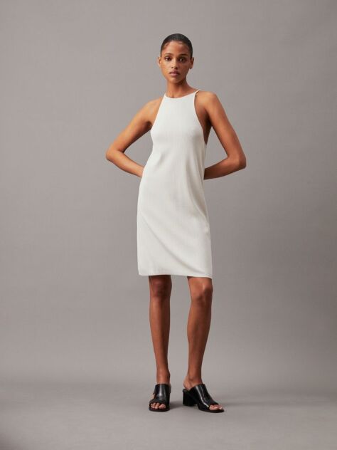 White Soft Ribbed Lyocell Tank Dress  Women