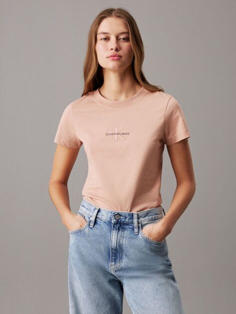 Πορτοκαλί Slim T-shirt Με Μονόγραμμα  Γυναίκα