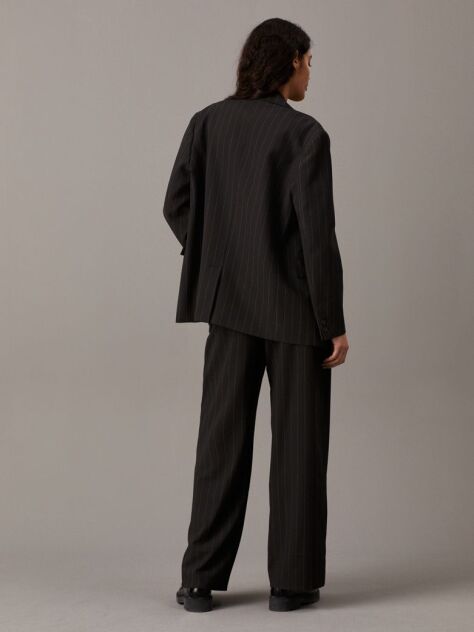 Black Soft Crepe Pinstripe Trousers  Women