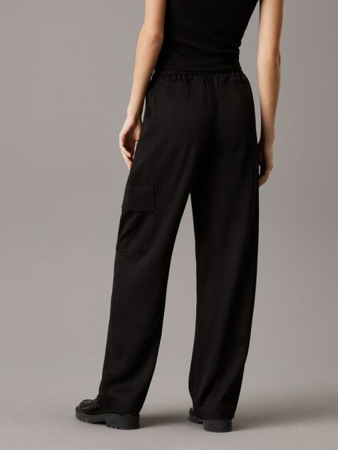 Black Satin Utility Cargo Pants  Women