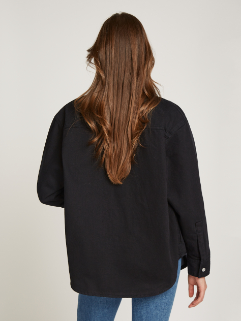 Μαύρο Denim Overshirt Σε Άνετη Dad Γραμμή  Γυναίκα