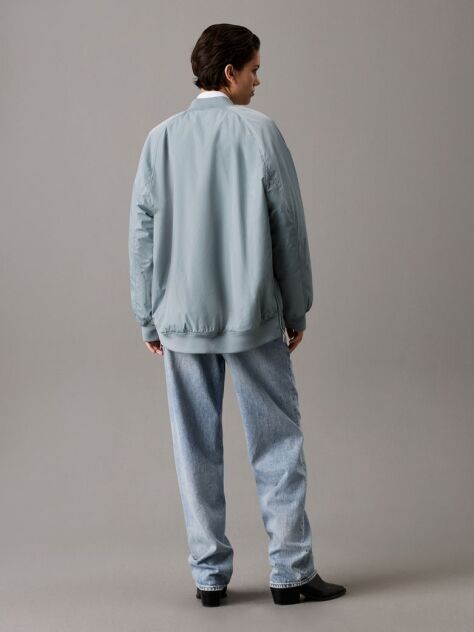 Grey Long Padded Bomber Jacket  Women