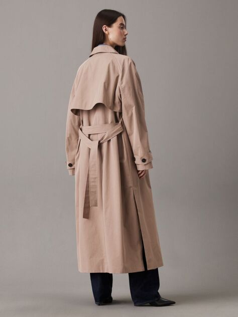 Grey Cotton Nylon Long Trench Coat  Women