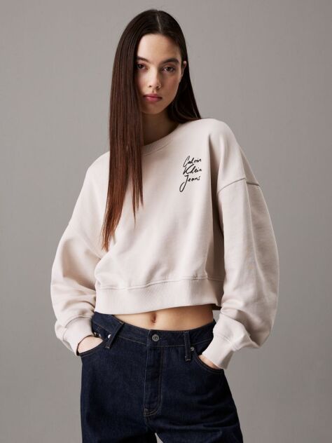Grey Boxy Cotton Terry Sweatshirt  Women