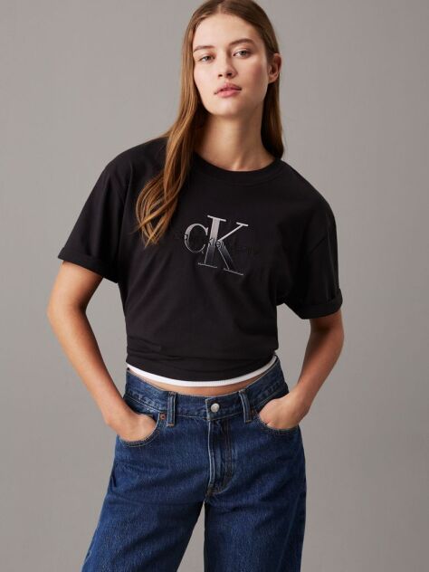Black Relaxed Monogram T-shirt  Women