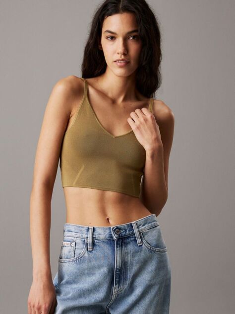 Green Stretch Knit Bralette Top  Women