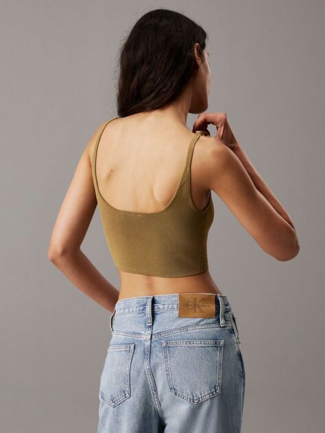 Green Stretch Knit Bralette Top  Women