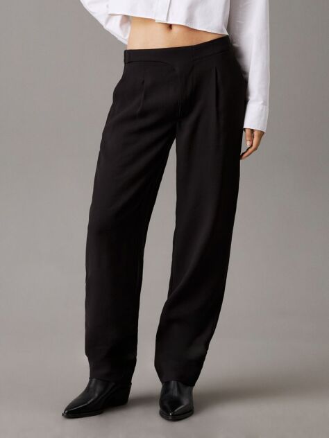 Black Soft Viscose Pleated Trousers  Women