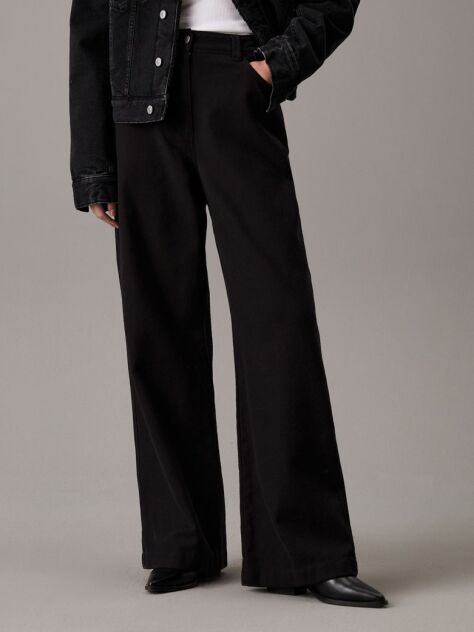 Black Relaxed Cotton Flannel Trousers  Women