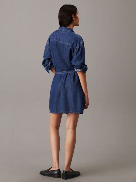 Denim Belted Denim Shirt Dress  Women