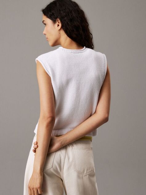 White Relaxed Cotton Linen Knit Top  Women