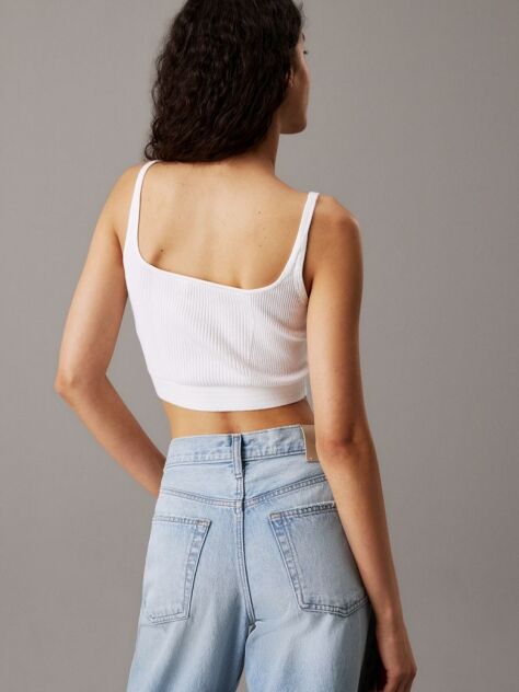 White Ribbed Cotton Bralette Top  Women