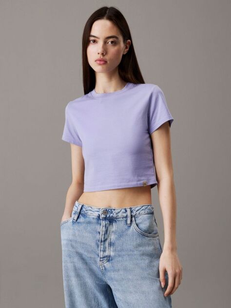 Μοβ Cropped Βαμβακερό T-shirt  Γυναίκα