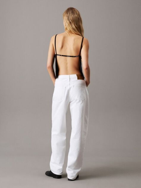 Black Logo Tape Open Back Top  Women