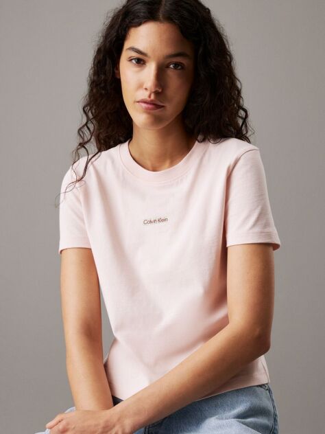 Pink Slim Cropped Badge T-shirt  Women