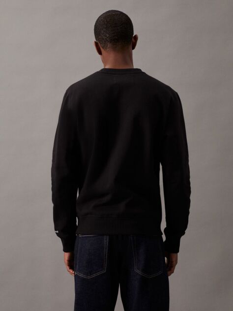 Black Cotton Blend Fleece Sweatshirt  Men