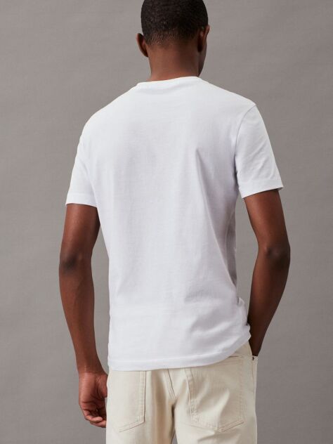 Λευκό Slim T-Shirt Με Μονόγραμμα Στη Τσέπη  Άνδρας