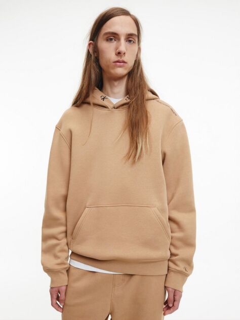 Brown Relaxed Logo Tape Hoodie  Men