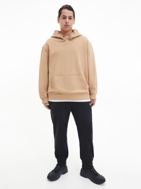 Brown Relaxed Logo Tape Hoodie  Men