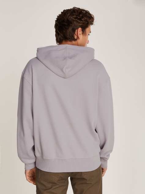 Γκρι Hoodie Με Ανάγλυφο Λογότυπο  Άνδρας