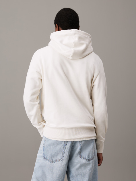 White Chenille Monogram Hoodie  Men