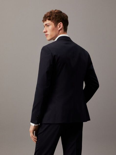 Blue Stretch Wool Slim Suit Blazer  Men