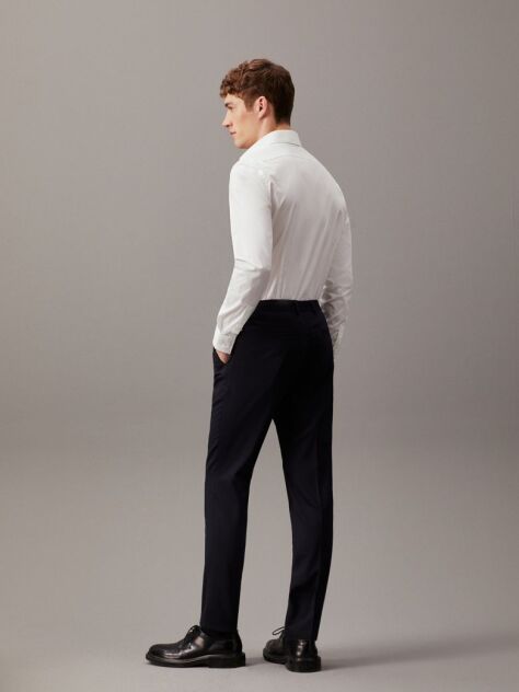 White Slim Poplin Dress Shirt  Men