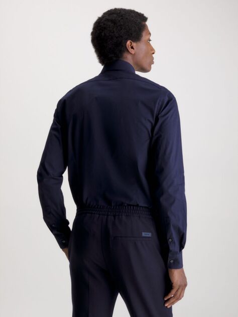 Blue Slim Poplin Dress Shirt  Men
