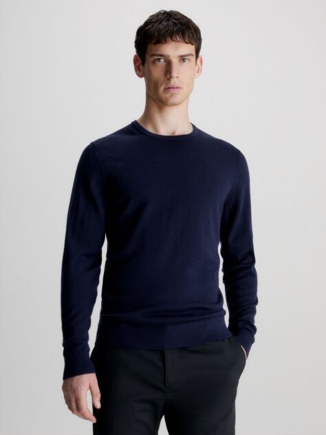 Blue Merino Wool Jumper  Men