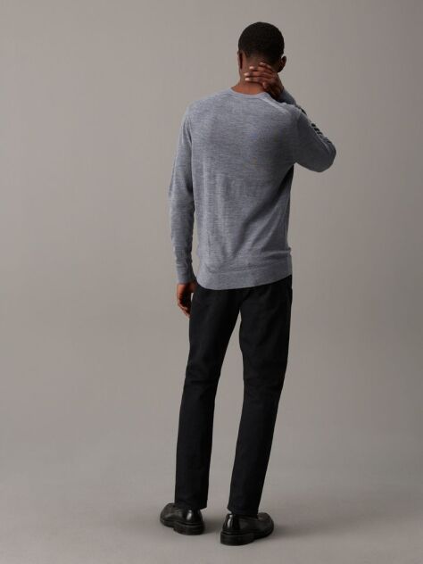 Grey Superior Wool Vneck Sweater  Men