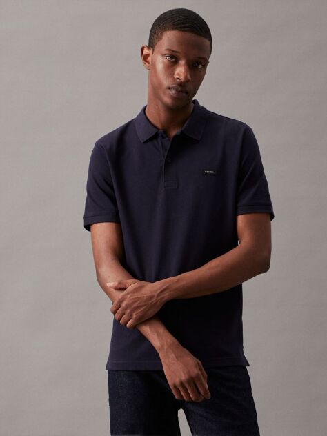 Μπλε Polo T-Shirt Πικέ Με Στενή Γραμμή  Άνδρας