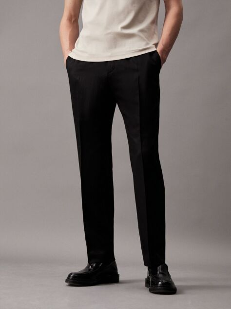 Black Lyocell Linen Blend Trousers  Men