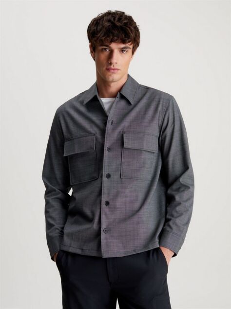 Μαύρο Βαμβακερό Overshirt  Άνδρας